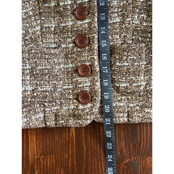 VTG Preppy Wool Blend Lined Waist Length Blazer Top S Brown Fall Trend City - Picture 12 of 13
